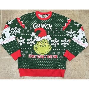 Dr. Seuss Grinch Light Up Crewneck Sweatshirt Ugly Christmas Sweater Men's Large